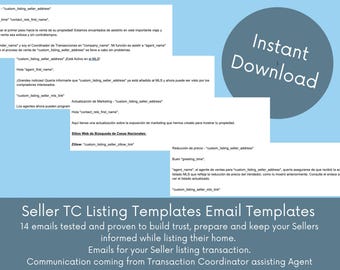 May include: A digital download graphic with the text "Instant Download" in a blue circle. Below, the text reads "Seller TC Listing Templates Email Templates" with details about the product and its features.