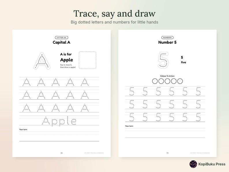 Preschool Tracing Worksheets Printable, Alphabet and Number Handwriting