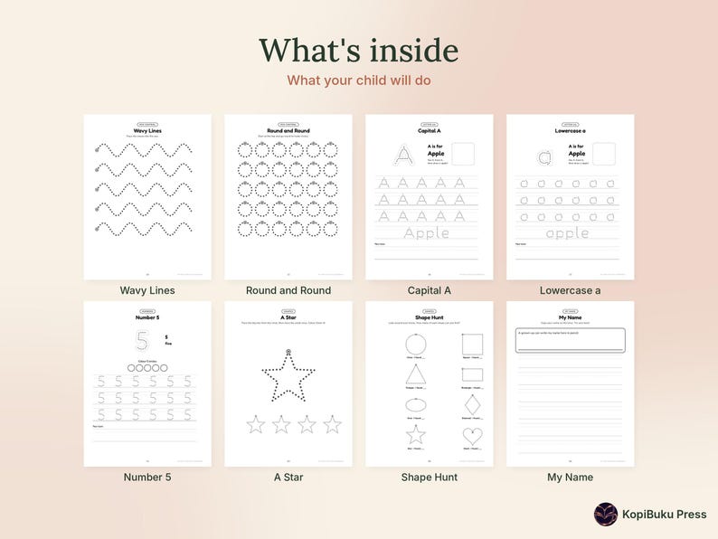 Preschool Tracing Worksheets Printable, Alphabet and Number Handwriting