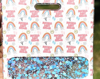 Mother Baby Nurse Badge Buddy, Glitter Badge Buddy, Nurse Gift, Horizontal Badge Buddy, ID Holder, Healthcare Gift, RN Badge Reel