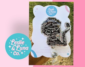 Black Girl Magic With Butterfly Badge Reel, Glitter Badge Reel, Retractable Badge Reel, Black Girl Magic Badge Reel, Diva With Afro Badge
