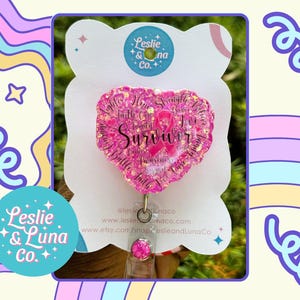 Breast Cancer Survivor 2 Badge Reel, Glitter Badge Reel, Retractable Badge Reel, Breast Cancer Badge Reel, Cute Badge Reel, Cancer Survivor