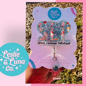 Bobine de badge floral pour orthophoniste, bobine de badge à paillettes, bobine de badge d&#39;identification rétractable, bobines de badge médical, bobine de badge floral SLP