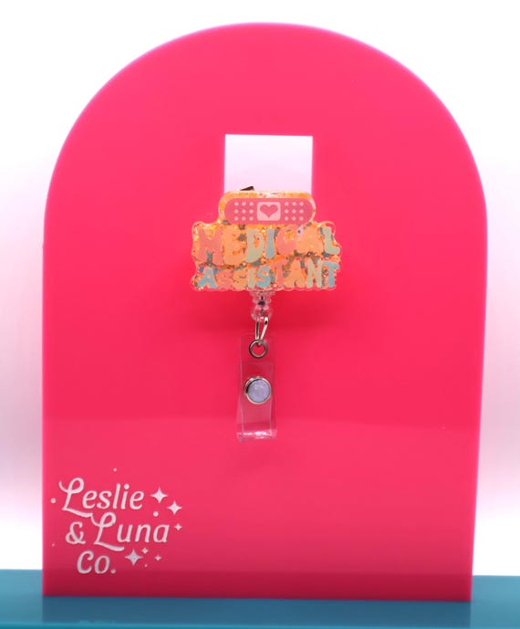 Medical Assistant Badge Reel, Glitter Badge Reel, Retractable Badge Reel, MA Badge Reel, Healthcare Badge Reel, Medical Badge Reel