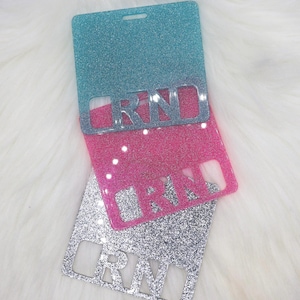 RN Glitter Badge Buddy, Horizontal Badge Buddy, ID Holder, Healthcare Gift, Medical Badge Buddy, Occupation Badge Buddy, Nurse Badge Buddy