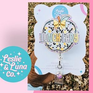 Lunch Lady Badge Reel, Glitter Badge Reel, Retractable Badge Reel, School Badge Reel, Lunch Lady Badge, Cafeteria Badge Reel, Cafeteria ID