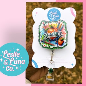 Helle Lehrer Abzeichen Reel, Glitter Badge Reel, einziehbare ID Badge Reel, Ärztliche Ausweis Reel, Office Badge Reel, Lehrer Badge Reel