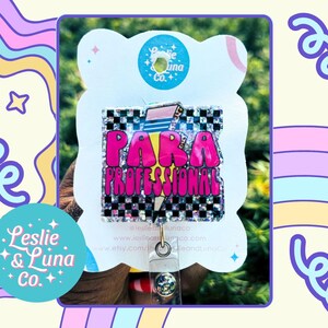 Porta badge professionale Para, porta badge glitterato, porta badge retrattile, porta badge Para, porta badge didattico, porta badge Para carino