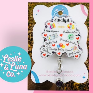 analytiker Ausweis Reel, Glitter Badge Reel, einziehbare Badge Reel, IT-Ausweis Reel, Urlaub Badge Reel, Cute Badge Reel, Pflegeausweis Reel