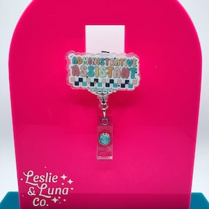Administrative Assistant Badge Reel, Badge Reel, Glitter Badge Reel, Retractable ID Badge Reel, Occupation Badge Reel, Office Badge Reel