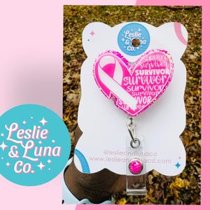 Breast Cancer Survivor Badge Reel, Glitter Badge Reel, Retractable Badge Reel, Breast Cancer Badge Reel, Cute Badge Reel, Cancer Survivor
