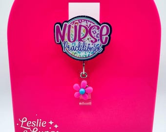 Nurse Practitioner Badge Reel, Glitter Badge Reel, Retractable ID Badge Reel, APRN Badge Reel, Medical Badge Reel, Nurse Practitioner, APRN