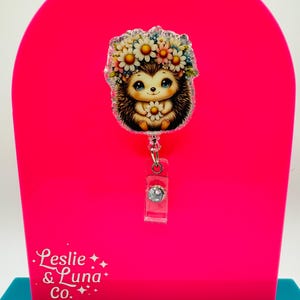 Igel & Blumen Abzeichen Reel, Glitter Badge Reel, einziehbare ID Badge Reel, Geschenk für Lehrer, Geschenk für Doktor, Krankenschwestern Badge Reel, Reels