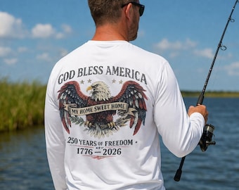 God Bless America Work Shirt Long Sleeve Dry Fit Patriotic 250 Years 1776-2026 Moisture Wicking Blue Collar USA Shirt