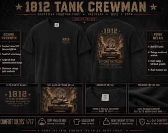 1812 Tank Crewman Shirt, 2nd Tank Battalion, Operation Phantom Fury Fallujah 2004, Marine Veteran Gift, Comfort Colors Tee