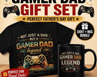 Gamer Dad Gift Set Shirt and Mug Bundle Fathers day gift for dad Gamer gift for him Matching Gamer Dad Shirt and Mug Set