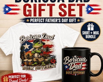 Boricua Dad Gift Set Puerto Rican Shirt and Mug bundle Fathers day gift for dad Latino dad gift Matching Boricua dad shirt and mug