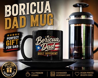 Boricua Dad Mug Built Different Puerto Rican Dad Gift Fathers Day Gift for Dad Latino Dad Coffee Mug Double Sided Mug Gift for Boricua Dad