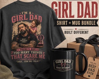 Girl Dad Gift Set, Shirt and Mug Bundle, Funny Father’s Day Gift for Dad, Girl Dad Shirt, Dad of Girls Gift, Black Mug Set