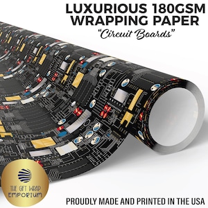 Circuit Boards Wrapping Paper, Nerdy Tech Gift Wrap, Engineer Gift, Gifts for Gamers, Coder Gift, STEM Birthdays, Tech Geek Party Supplies