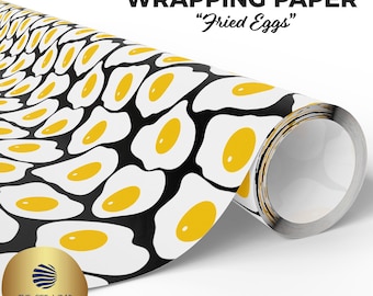 Fried Eggs Wrapping Paper, Egg Gift Wrap, Egg Lover, Foodie Humor, Sunny Side Up Design, Carnivore Diet, Funny Breakfast Gifts, Brunch Lover