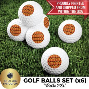 Retro 70&#39;s Golf Balls Set, Seventies Golf Accessories, Gifts for Him, Gifts for Her, Retro Golf Balls, Retro 70s Golfer Gift, Seventies Golf