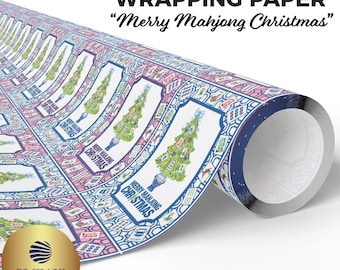 Merry Mahjong Christmas Wrapping Paper, Luxury Mahjongg Gift Wrap, Festive Mahjong, Mahjong Monday Gift, Luxurious Christmas Wrapping Paper