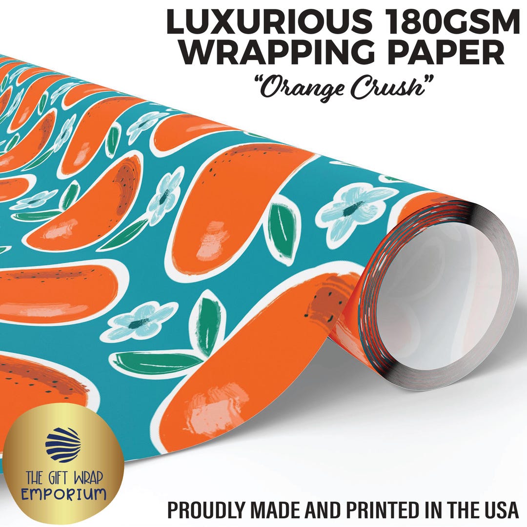 Oranges Wrapping Paper, Orange Crush, Retro Citrus Wrap, Hand Painted ...
