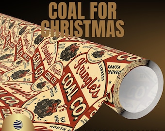 Papel de regalo de carbón para Navidad, regalo de broma para el amigo invisible, papel de regalo de carbón de Kringle, papel de regalo navideño divertido, carbón de Papá Noel, regalos para la lista de los traviesos