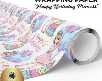 Princess Wrapping Paper, Happy Birthday Princess, Whimsical Birthday, Music Queen, Princess Birthday, Pastel Birthday Wrap, Whimsy Wrapping