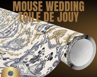 Papel de regalo Toile de Jouy con diseño de ratones para bodas, papel de regalo romántico estilo Regencia, despedida de soltera vintage, papel de regalo Toile de Jouy con diseño de ratones caprichosos