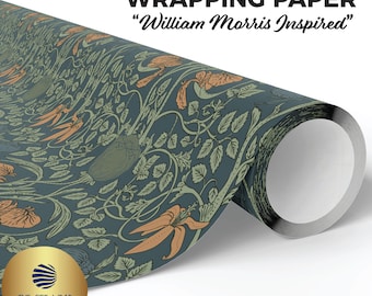 William Morris Wrapping Paper, Victorian Botanical Design, Cottagecore Gift Wrapping, William Morris Inspired Gift Wrap, Botanical Gift Wrap