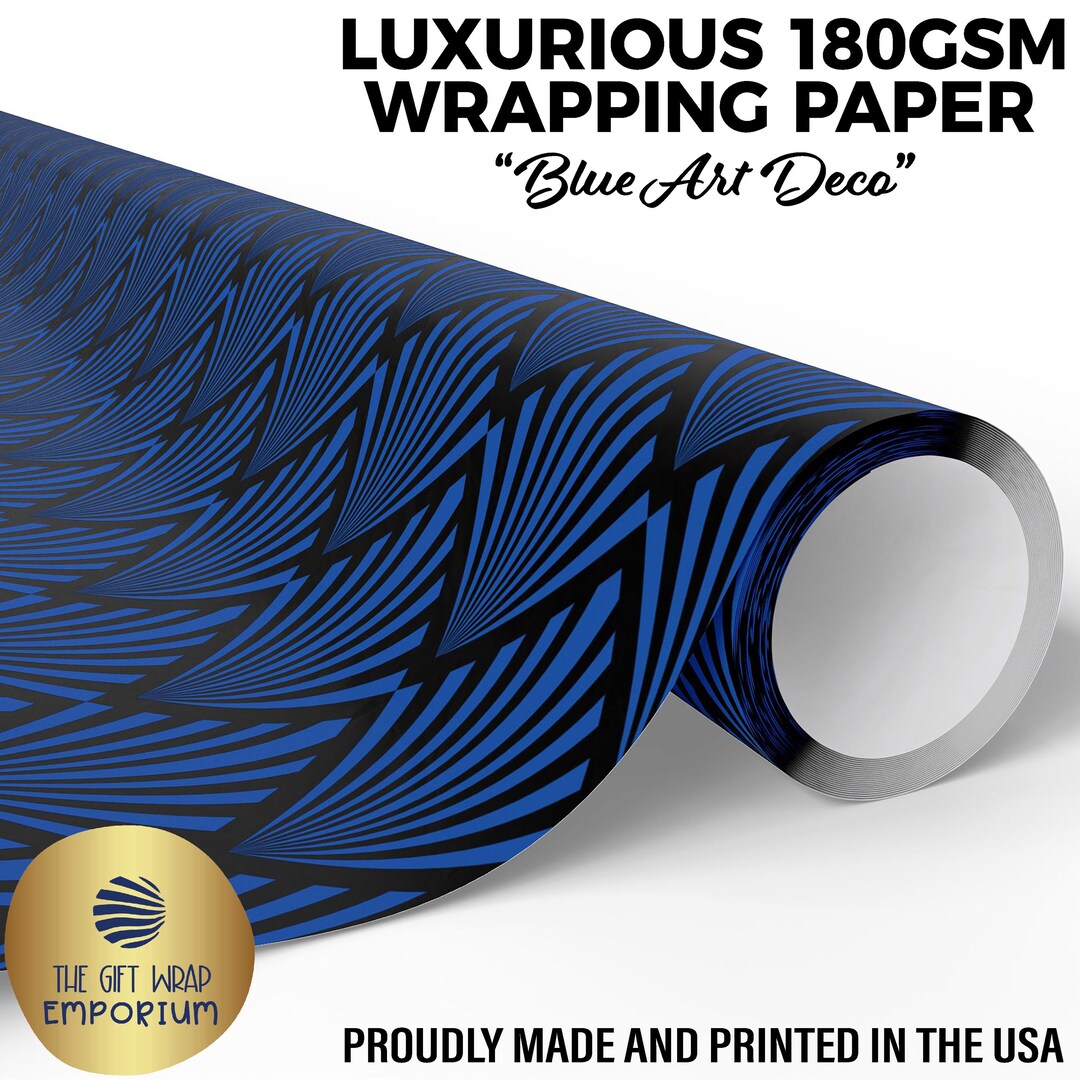 Blue Art Deco Wrapping Paper, Elegant Geometric Gift Wrap, 1920s ...