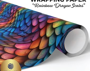 Rainbow Dragon Scales Wrapping Paper, Mythical Gift Wrap, Fantasy Reptiles, Dragon Gift Wrap, Fantasy Wrapping, Magical Creatures Gift Wrap