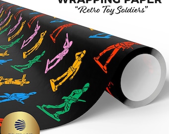 Retro Toy Soldiers Wrapping Paper, Vintage 80's Toys Gift Wrap, Nostalgic Wrapping Paper, Army Men Gift, Retro Nostalgic Birthday Gift Wrap