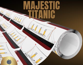 Majestic Titanic Wrapping Paper, Titanic Memorabilia, RMS Titanic, Titanic Art, Detailed Titanic, Historical Ship, History Buff Gift Ideas