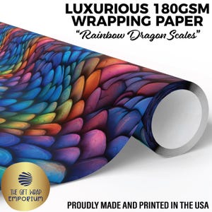 Rainbow Dragon Scales Wrapping Paper, Mythical Gift Wrap, Fantasy Reptiles, Dragon Gift Wrap, Fantasy Wrapping, Magical Creatures Gift Wrap