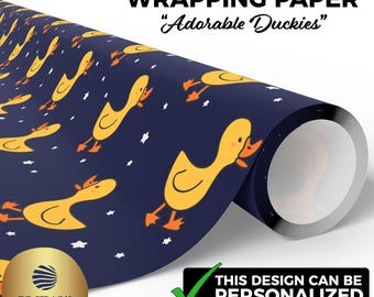 Adorable Duckies Wrapping Paper, Duck Gift Wrap, Whimsical Ducklings, Duck Party Decor, Baby Shower Ducks Theme, Nursery Ducks Gift Wrap