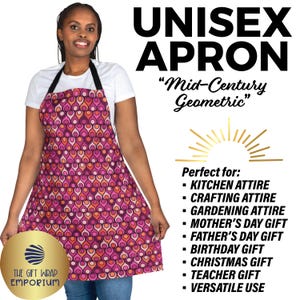Mid-Century Geometric Apron, Retro Mod Kitchen Apron, 50&#39;s Apron, 60&#39;s Apron, Psychedelic Atomic Style, Vintage Retro Gift, Teacher Gifts