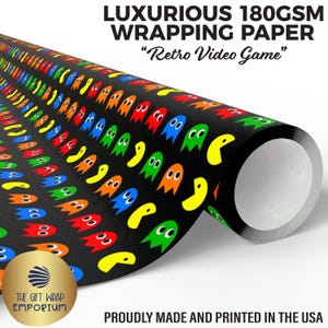 Retro Video Game Wrapping Paper, Retro Arcade Games, Gaming Gift Wrap, Gamer Wrapping Paper, Nostalgic 80's, Gifts for Gamers, Arcade Game