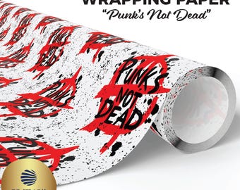 Punks Not Dead Wrapping Paper, Anarchy Gift Wrap, Grunge Gift Wrap, Rebel Punk Rocker Wrapping, Grunge Birthday Wrap, Punk Birthday Gift