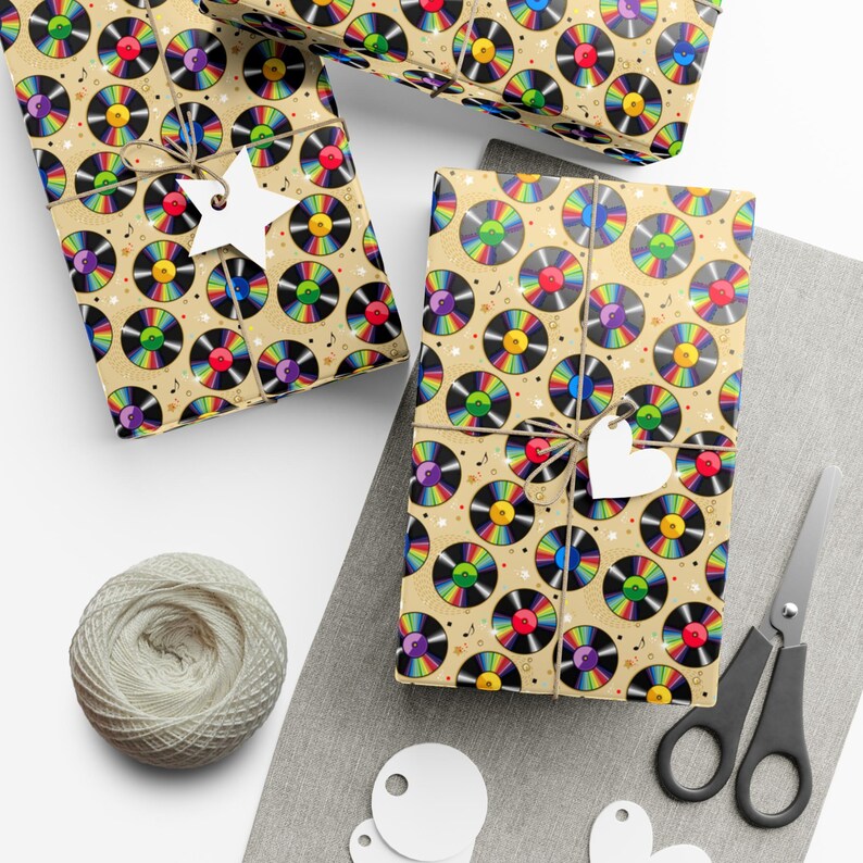 Retro Vinyl Records Wrapping Paper, Vintage Music Gift Wrap, Rock'n ...