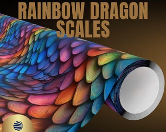 Rainbow Dragon Scales Wrapping Paper, Mythical Gift Wrap, Fantasy Reptiles, Dragon Gift Wrap, Fantasy Wrapping, Magical Creatures Gift Wrap
