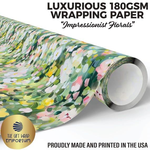 Impressionist Florals Wrapping Paper, Hand Painted Floral Gift Wrap, Spring Meadow Blooms, Artistic Floral Garden, Painterly Botanicals Wrap