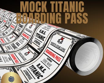Titanic Boarding Pass Wrapping Paper, Vintage Ocean Liner Gift Wrap, Historical RMS Titanic Gift Wrap, Nautical Gifts, Titanic Memorabilia