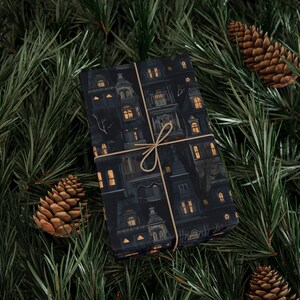Gothic Haunted Houses Wrapping Paper, Spooky Gift Wrap, Halloween Wrapping Paper, Gift Wrap for Goths, Creepy Wrapping Paper, Goth Gift Idea image 8