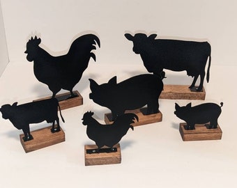 Farmhouse Decor, Cows, Chickens, Pigs, Goats, Sheep, Horse, Rustic Charm Shelf Sitters