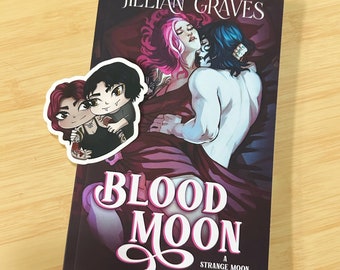 VORBESTELLUNG ** Blood Moon: Rivalen von Liebesvampir und Hexe Romanze mit Autor Signatur + Hazel & Vlad Chibi Sticker