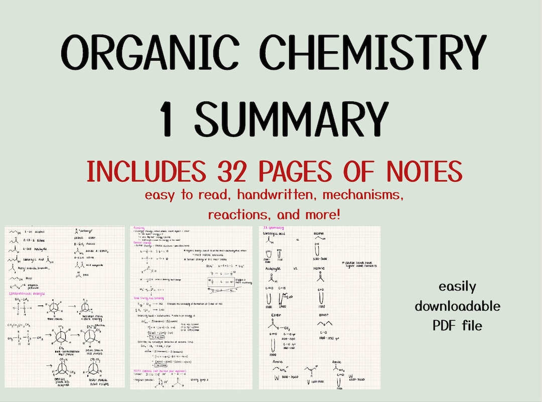 Organic Summary Example Organic Chemistry 1 Summary - Etsy