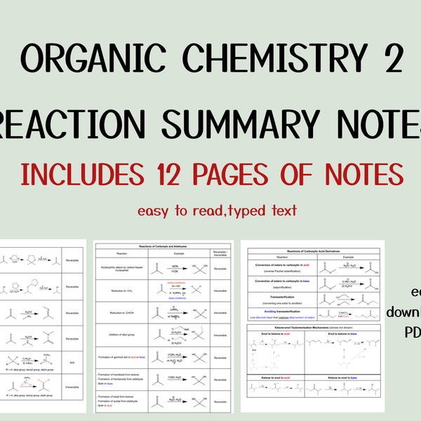 Organic Chemistry 2 Reaction Summary Notes